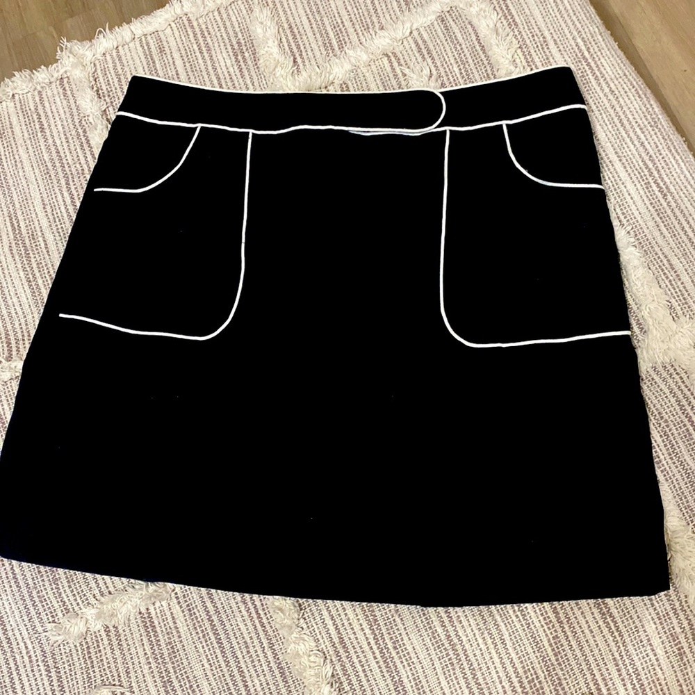 Ann Taylor Loft Stretch black white lined Skirt size 14